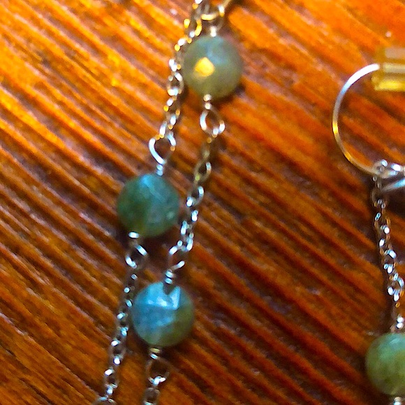 Green jasper & silver earrings - Picture 2 of 3